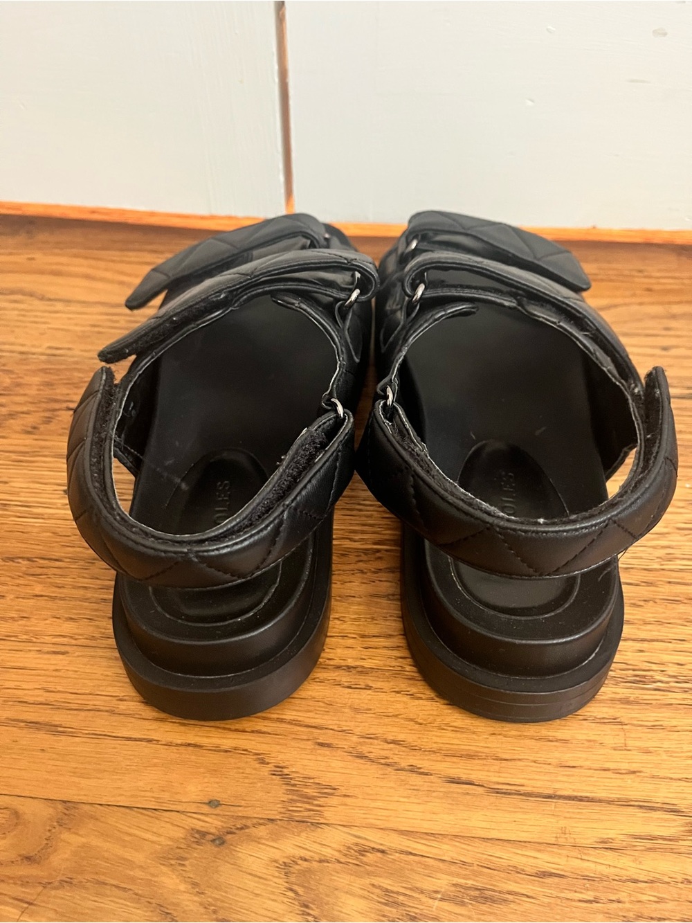 Quilted “Dad” Sandals in Black - Picture 3 of 7